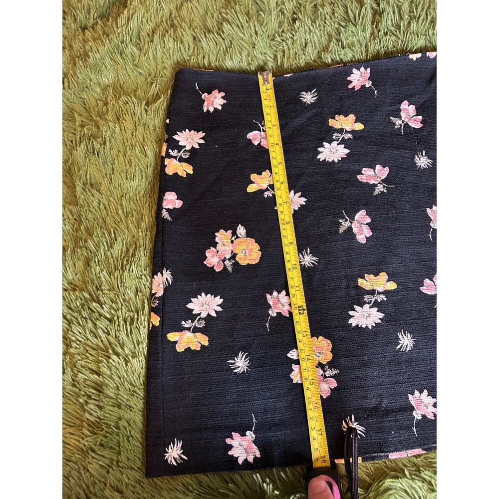 LOFT Outlet Skirt Women 4 Black Floral Mini A-Line Cotton Blend Textured Stretch - Picture 5 of 8